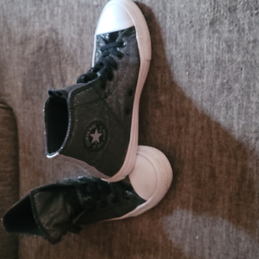 Converse glitter gray high tops sz 4